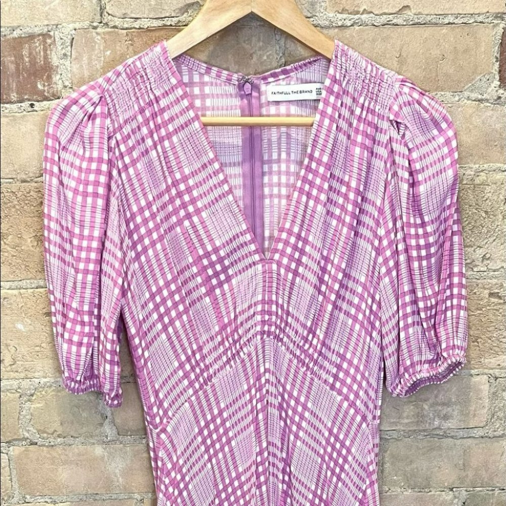 FAITHFUL The Brand Victoria Checked Midi Dress Sz 2 - Picture 8 of 8
